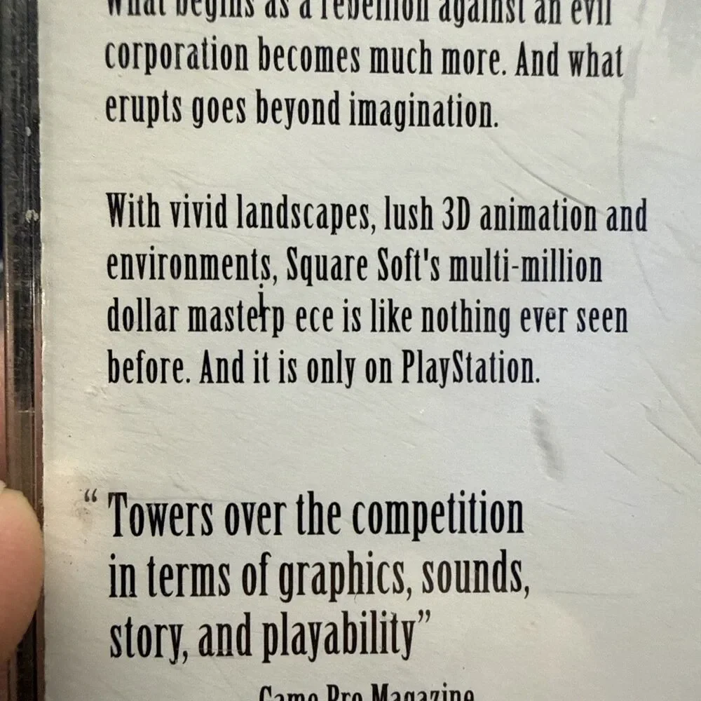 Final Fantasy VII PS1 PlayStation 1 Rare Misprint Back Cover